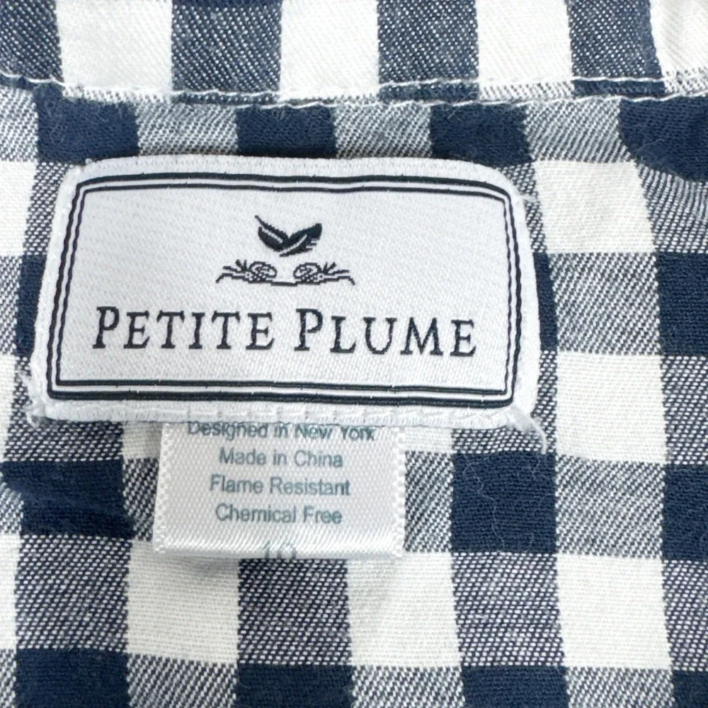 Petite Plume Gingham Pajama Top Boys Size 10 Blue White Check‎ Print